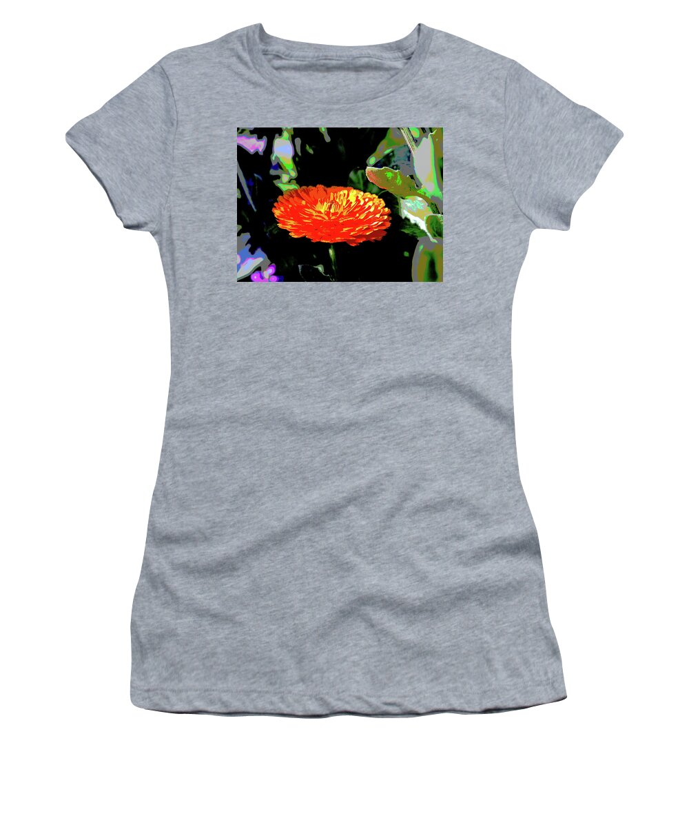 Beautiful Women's T-Shirt featuring the digital art Red Blossom On Black by David Desautel