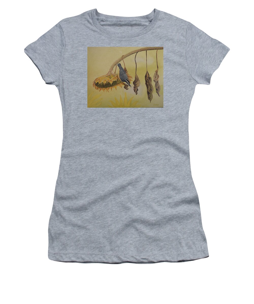 Warbler Women's T-Shirt featuring the painting Red-breasted Nuthatch by Charles Owens