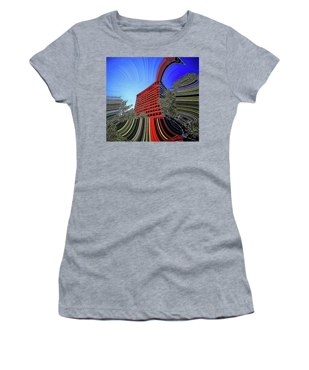 Office Building Women's T-Shirt featuring the digital art Red Citadel by Addison Likins