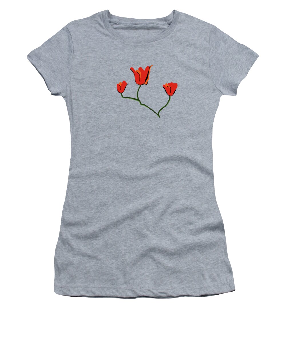 Abstract In The Living Room Women's T-Shirt featuring the digital art Red Flowers by David Bridburg