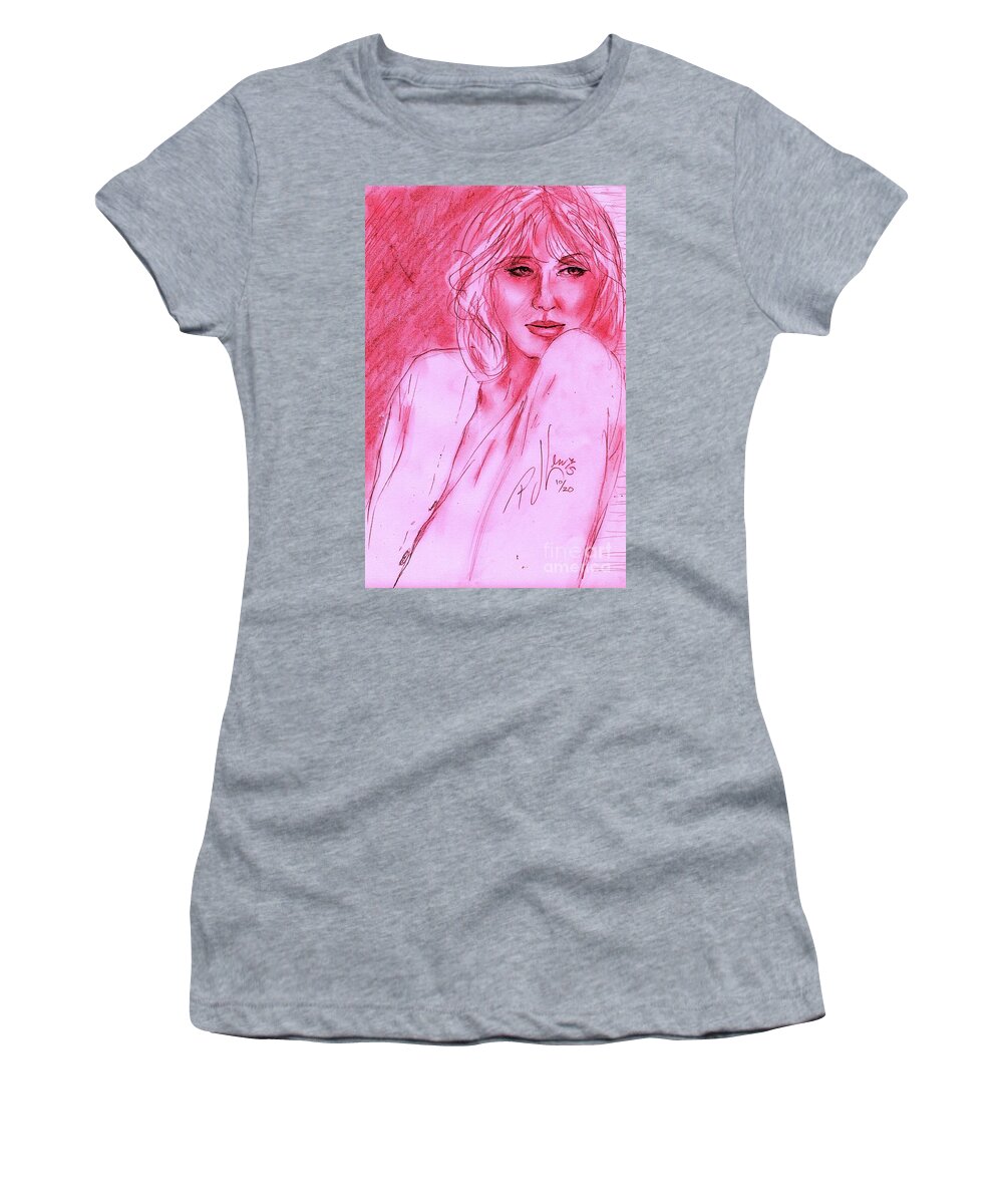 Sexy Lady Women's T-Shirt featuring the drawing Red Hot by PJ Lewis