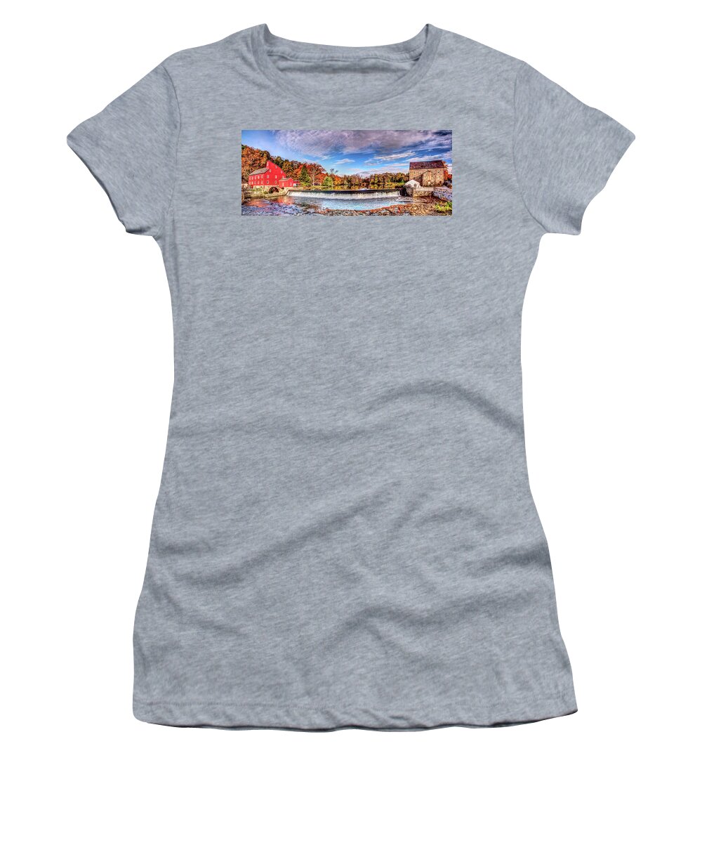 Recent Women's T-Shirt featuring the photograph Red Mill Pano by Geraldine Scull