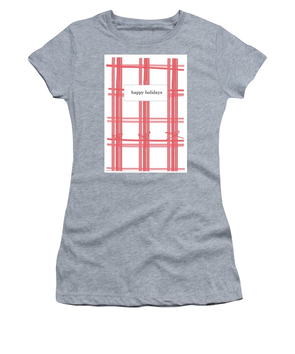 Plaid Women's T-Shirt featuring the digital art Red Plaid Holiday by Ashley Rice