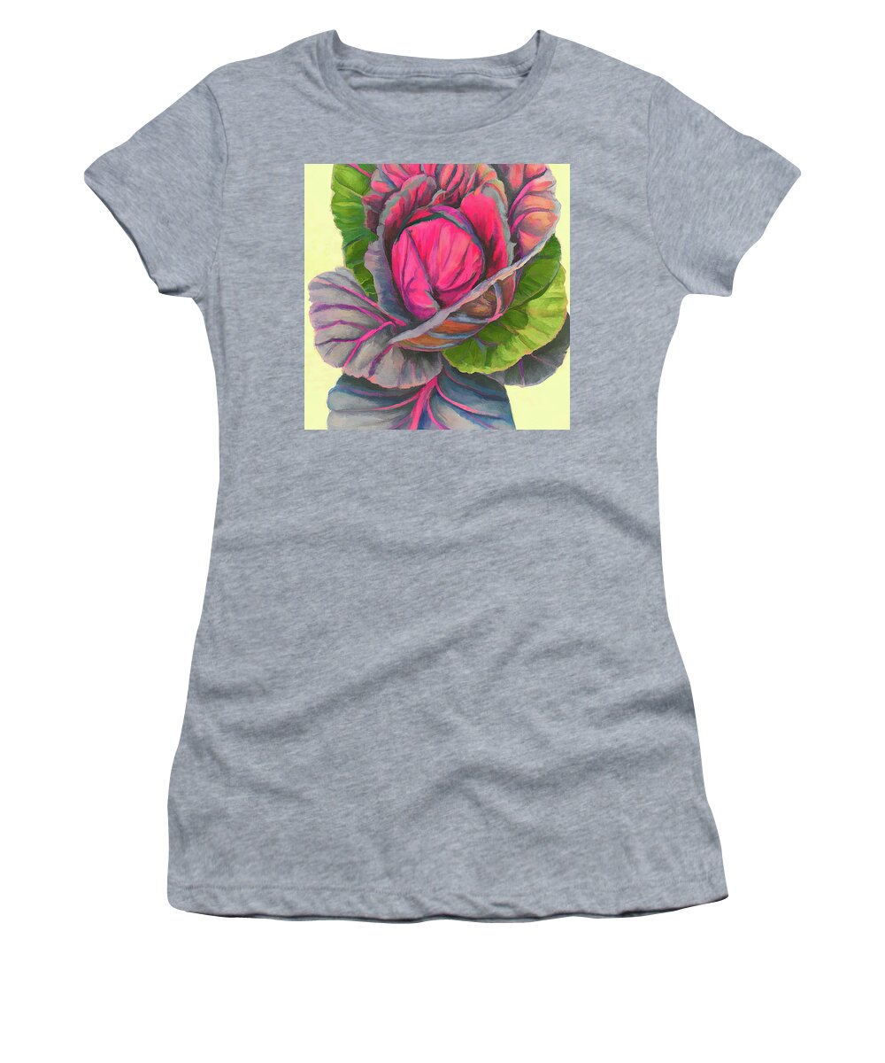 Cabbage Women's T-Shirt featuring the digital art Red Red Cabbage by Cathy Anderson