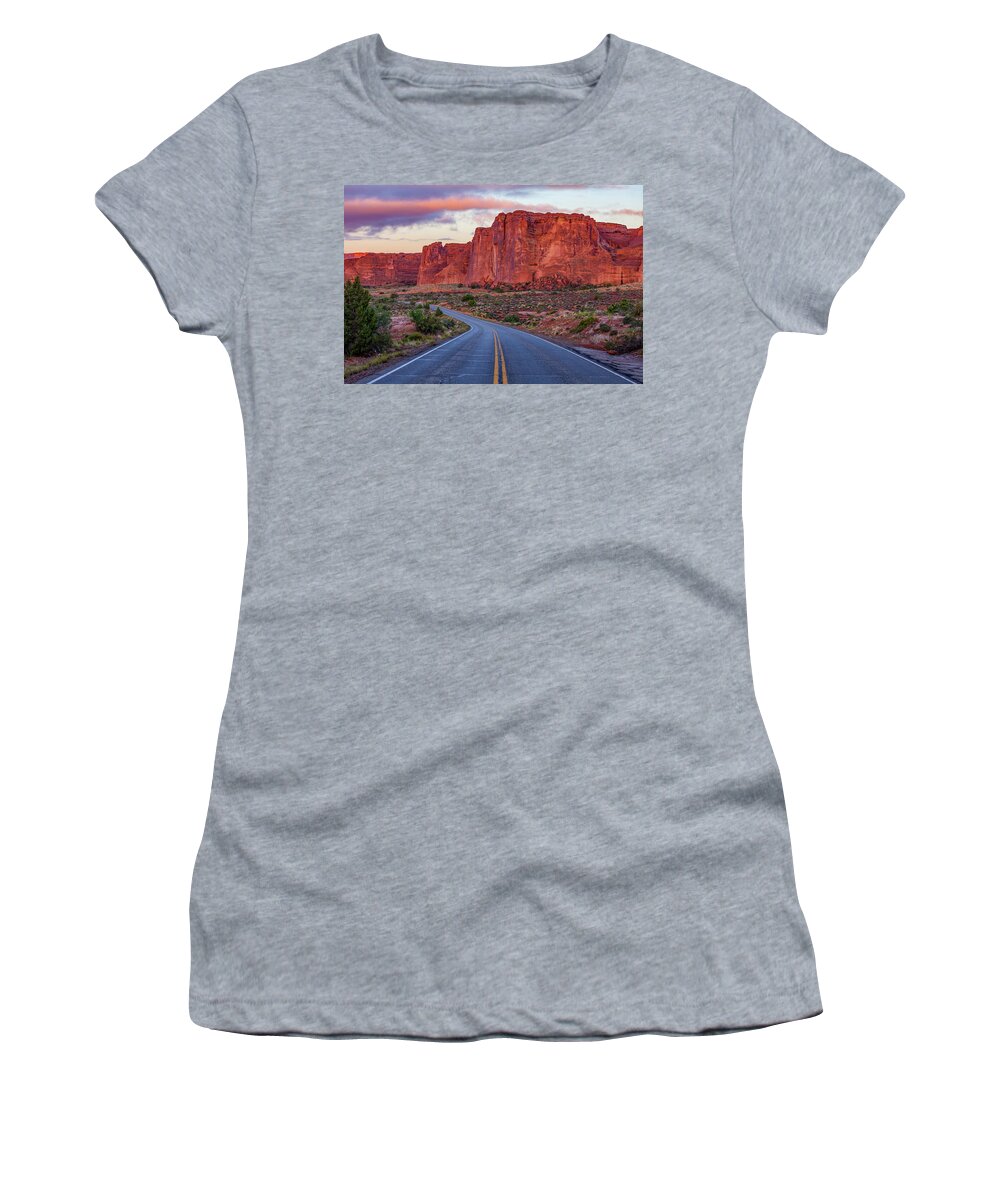 #faatoppicks Women's T-Shirt featuring the photograph Red Rocks Road by Darren White
