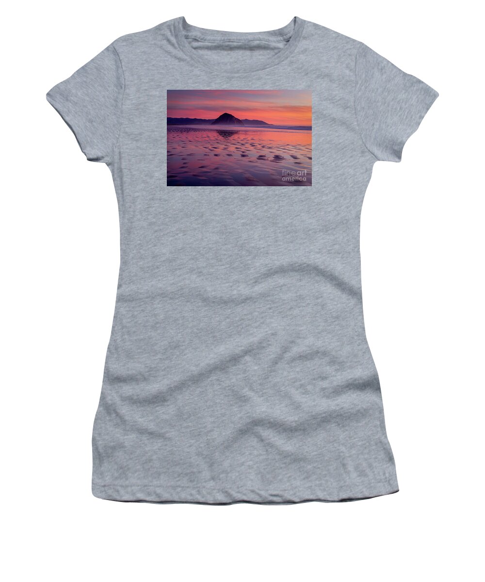 Sunset Women's T-Shirt featuring the photograph Red Sunset Over Morro Bay by Mimi Ditchie