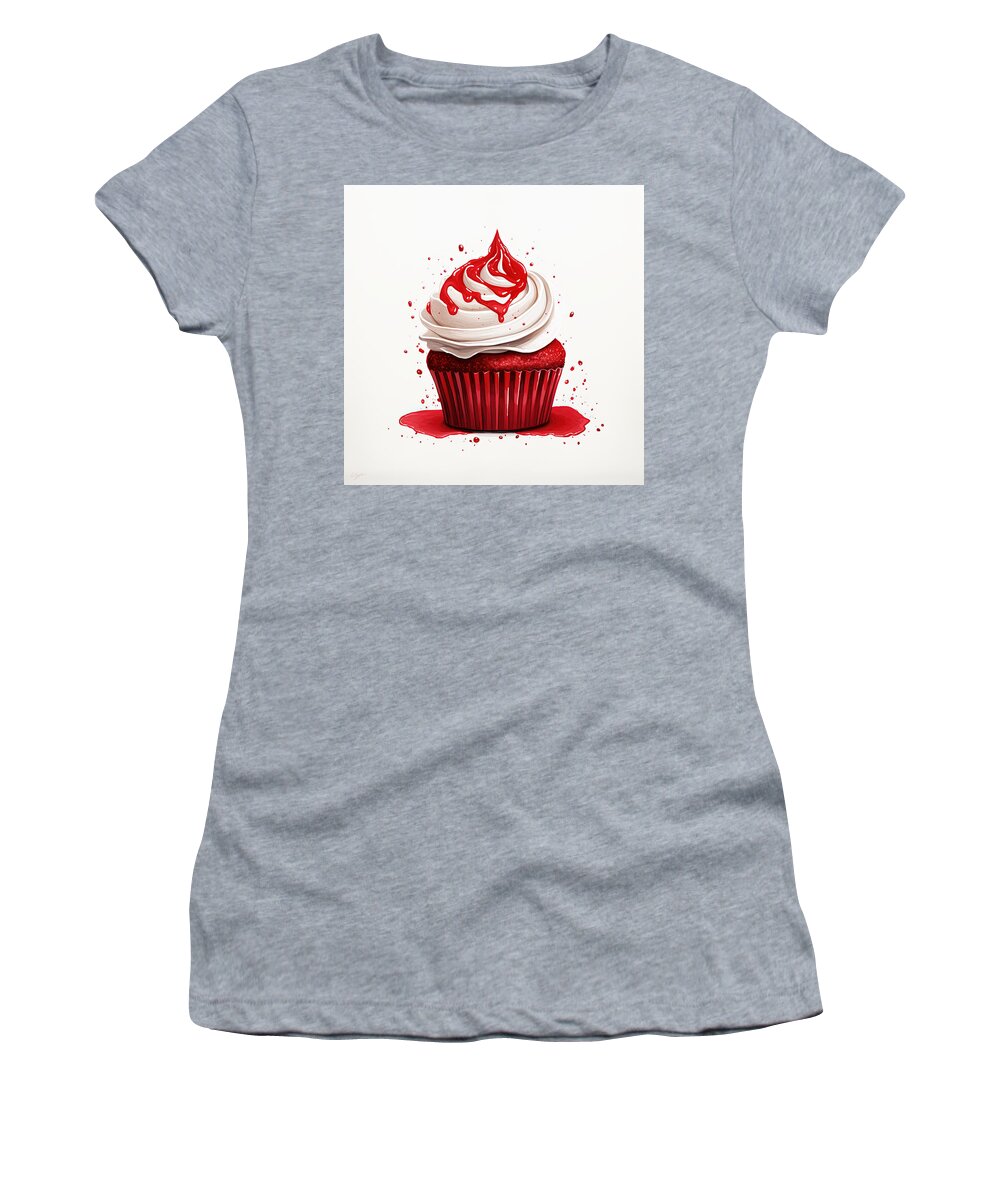 Colorful Cupcake Artwork Women's T-Shirt featuring the digital art Red Velvet by Lourry Legarde