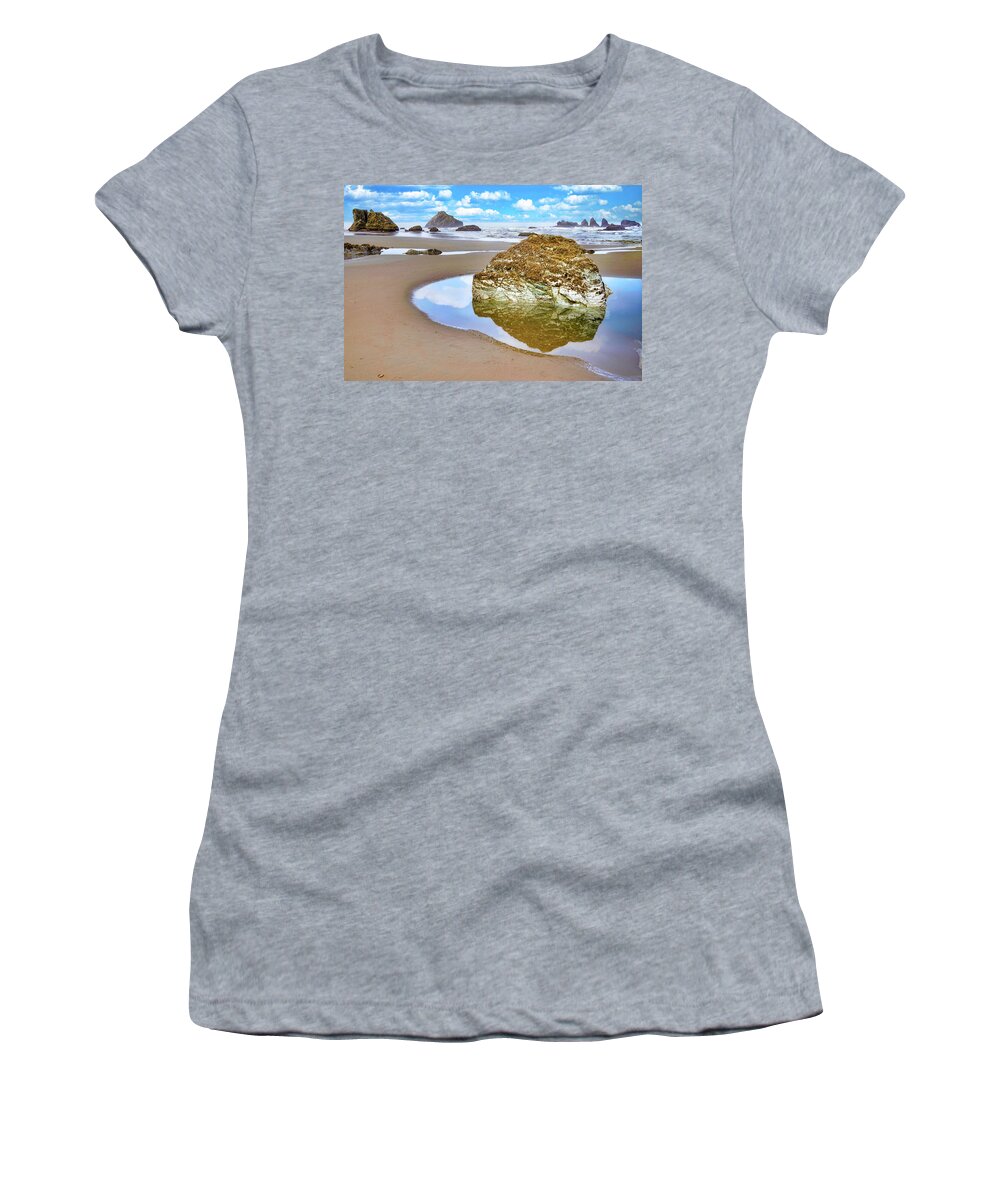 Water Women's T-Shirt featuring the photograph Reflection Rock by Jerry Cahill