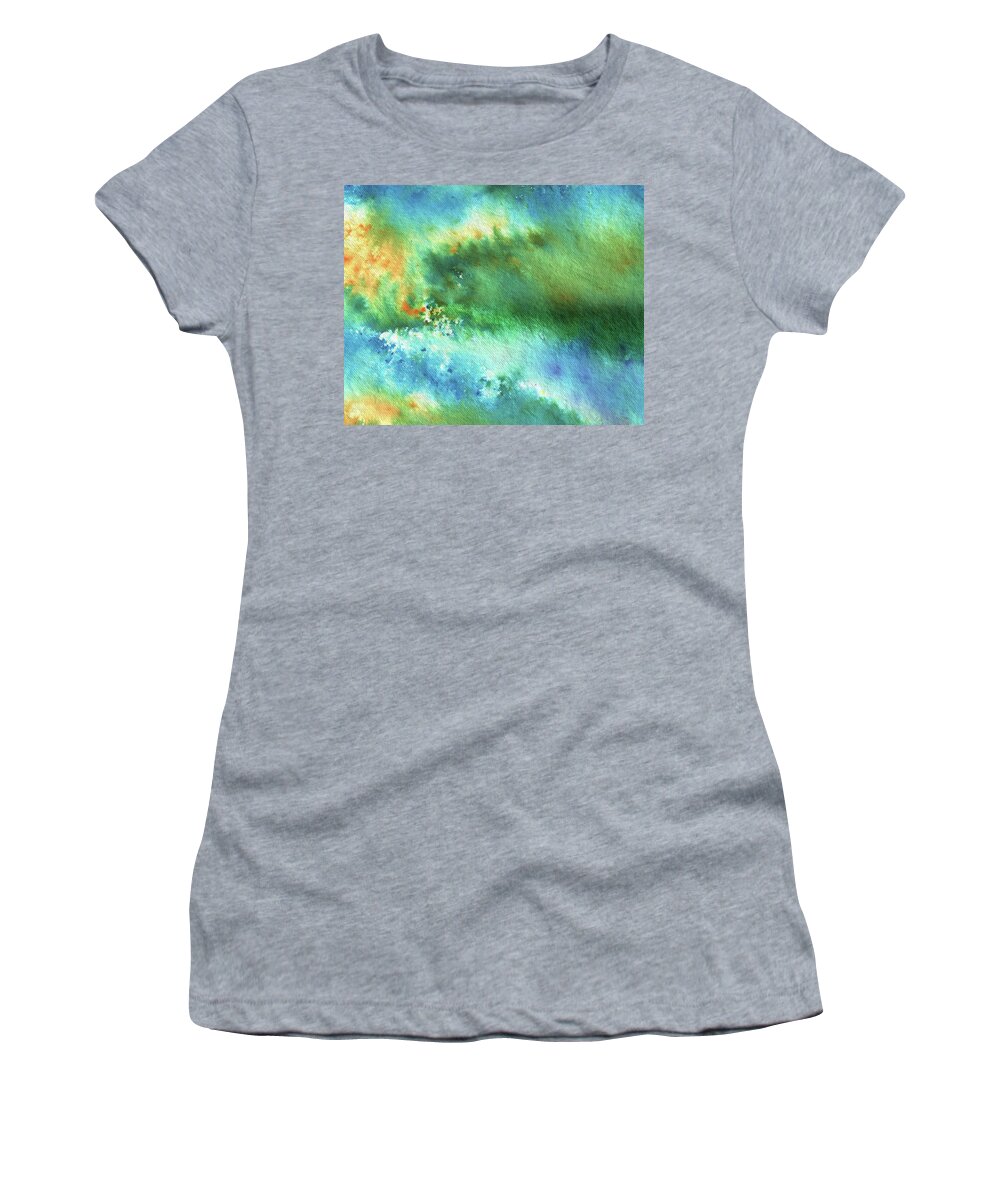 Abstract Watercolor Women's T-Shirt featuring the painting Reflections Of The Nature Watercolor Contemporary Abstract Art by Irina Sztukowski