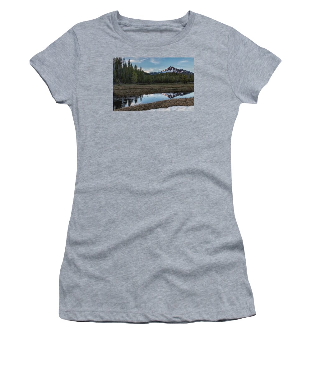 Clouds Women's T-Shirt featuring the photograph Reflections on a Broken Top by Laura M Roberts