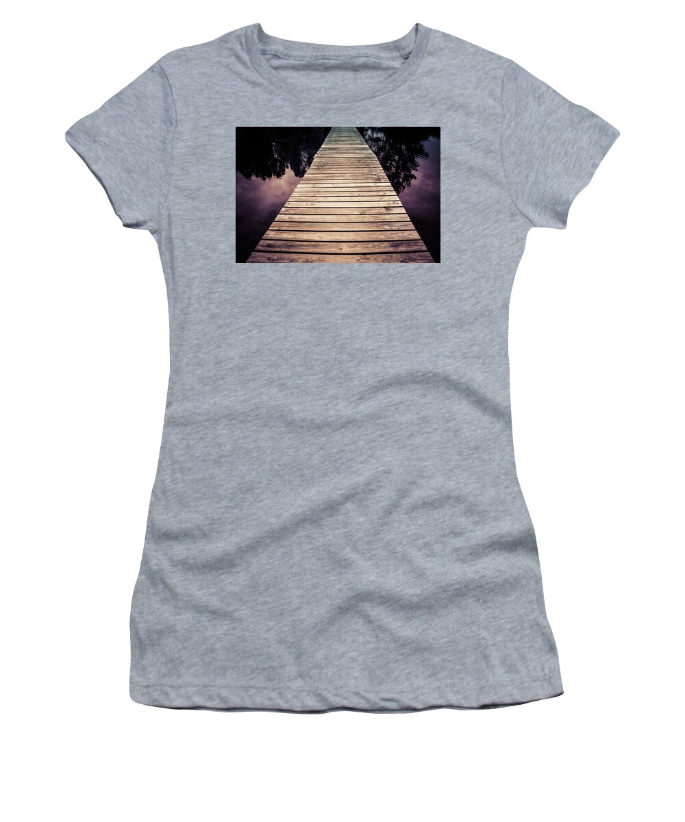 Reflective Women's T-Shirt featuring the photograph Reflective Walk #2 by Jennifer Wright