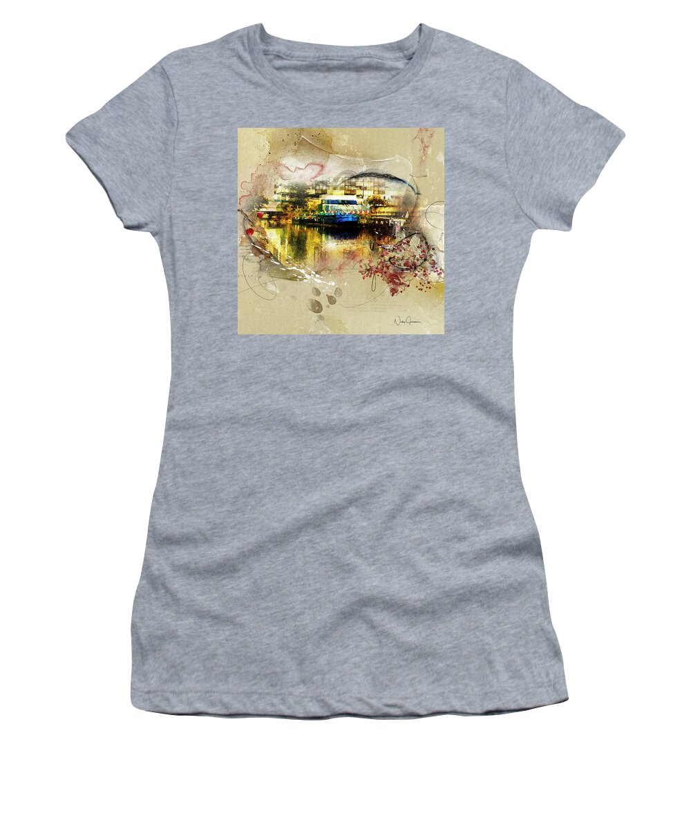 London Women's T-Shirt featuring the mixed media Regent's Canal Afternoon by Nicky Jameson