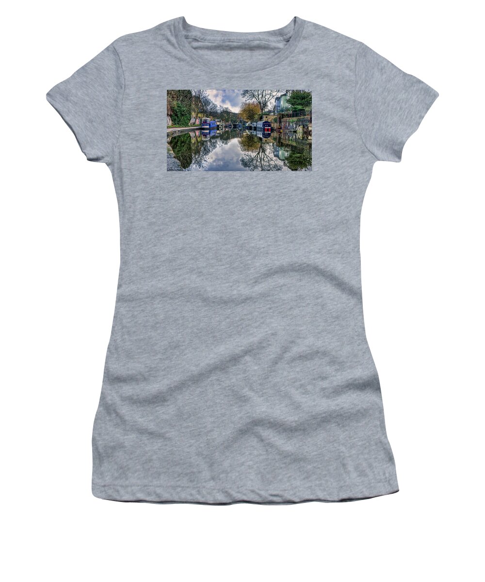 Wall Art Women's T-Shirt featuring the photograph Regents Canal Reflections by Raymond Hill