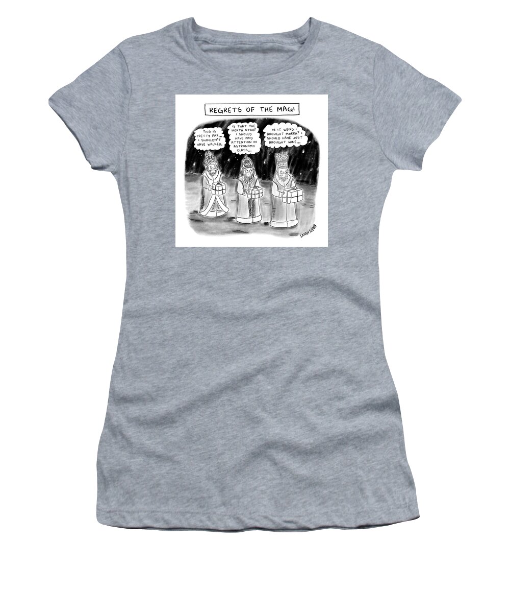 Captionless Women's T-Shirt featuring the drawing Regrets of the Magi by Sarah Kempa