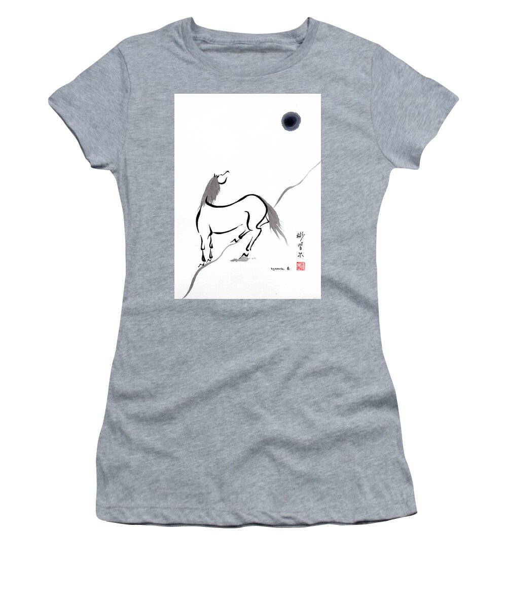Chinese Brush Painting Women's T-Shirt featuring the painting Releasing by Bill Searle