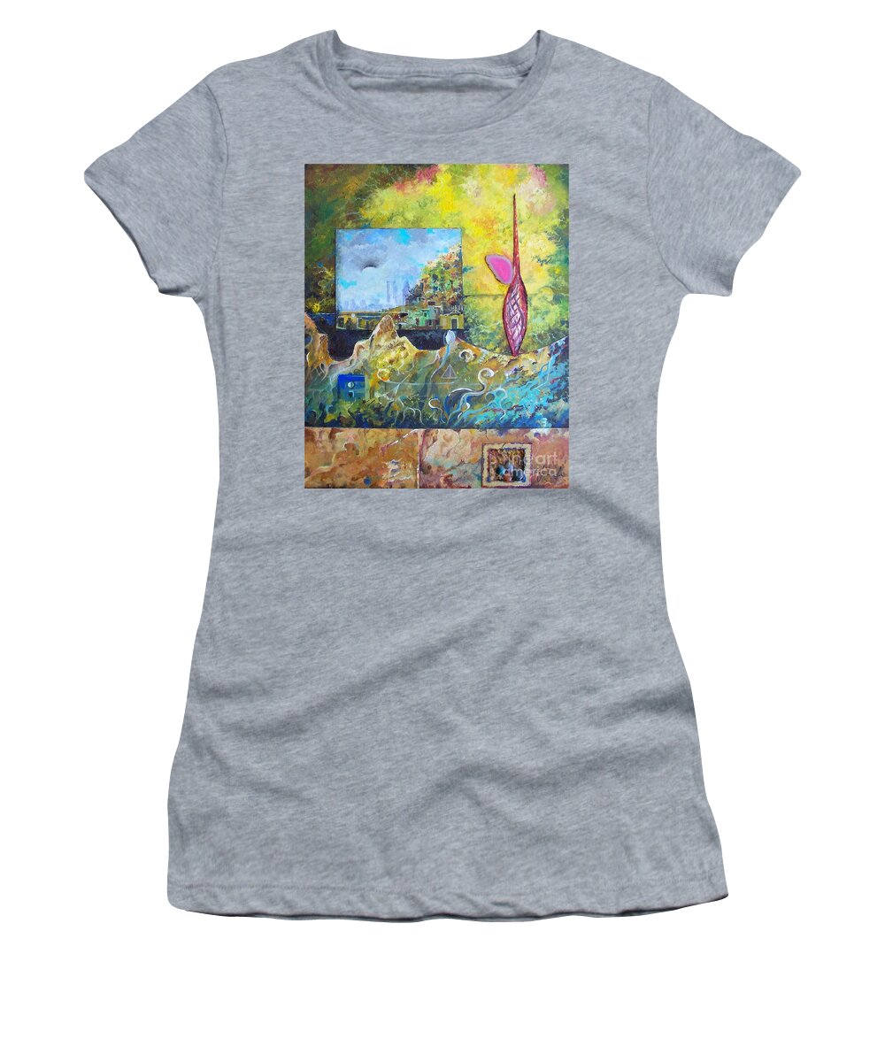 Abstract Paintings Women's T-Shirt featuring the painting Remembering... by Sinisa Saratlic
