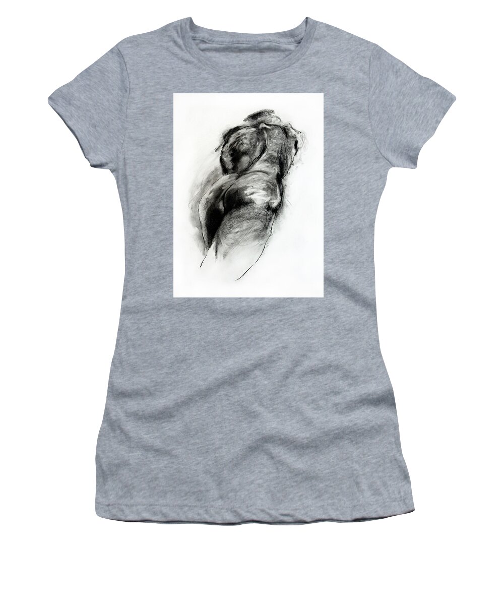Nude Figure Women's T-Shirt featuring the drawing Retreating Figure by AnneKarin Glass
