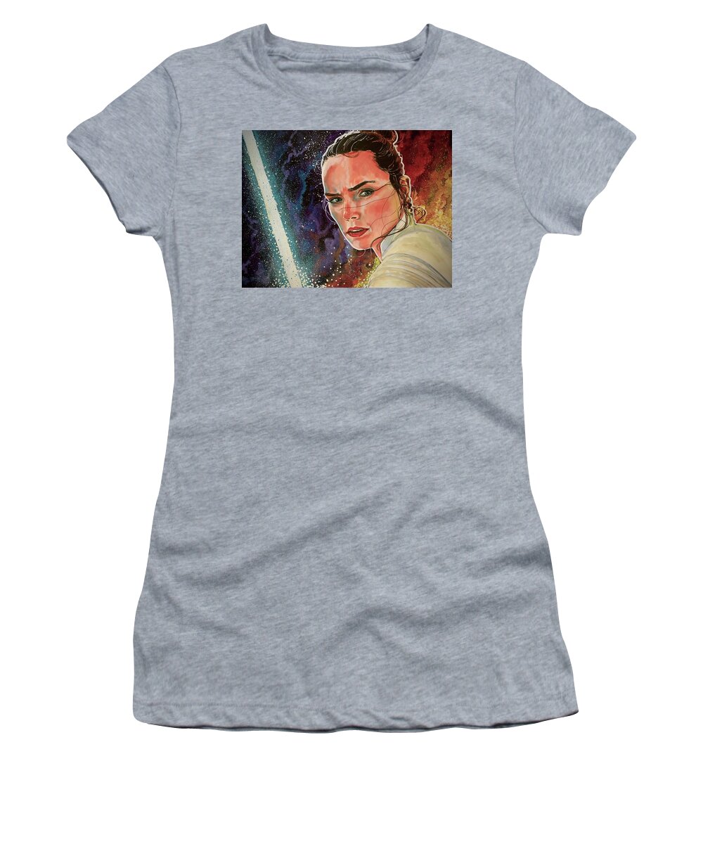 Star Wars Women's T-Shirt featuring the painting Rey Skywalker by Joel Tesch