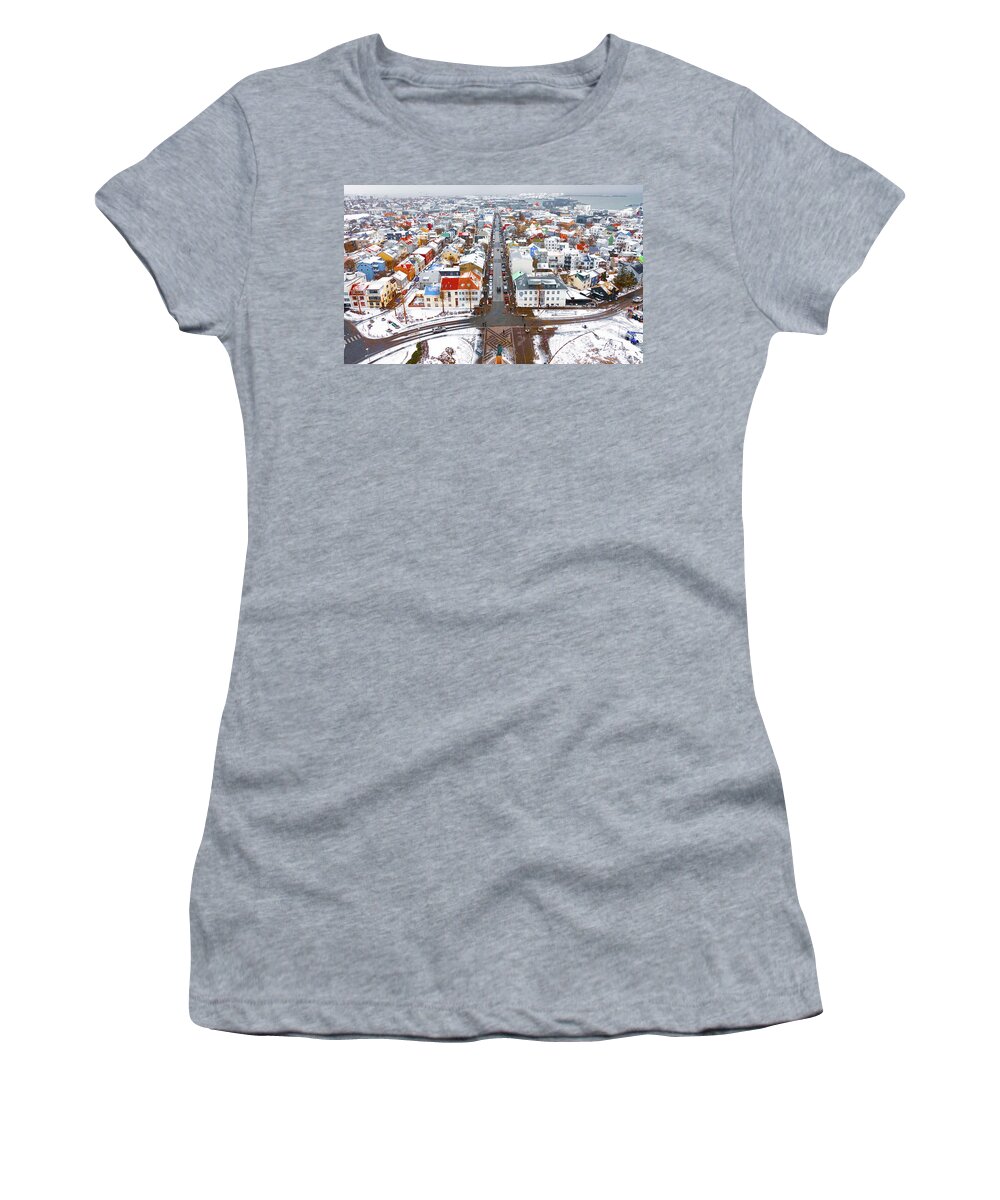 Reykjavik Women's T-Shirt featuring the photograph Reykjavik Rooftops by Alice Mainville