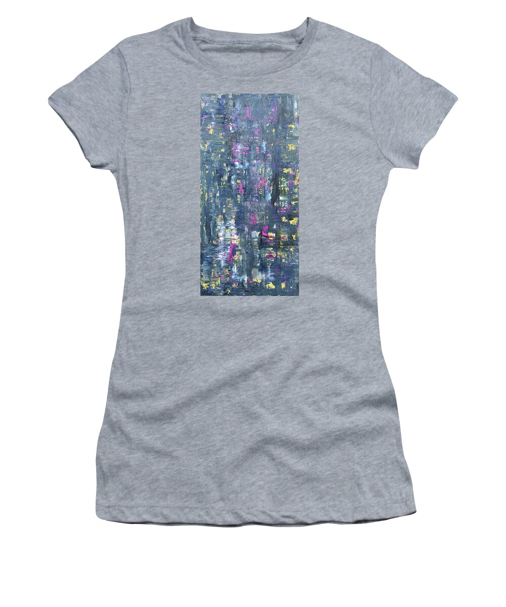 Grey Women's T-Shirt featuring the painting Rhapsody in Grey II by Hyacinth Paul