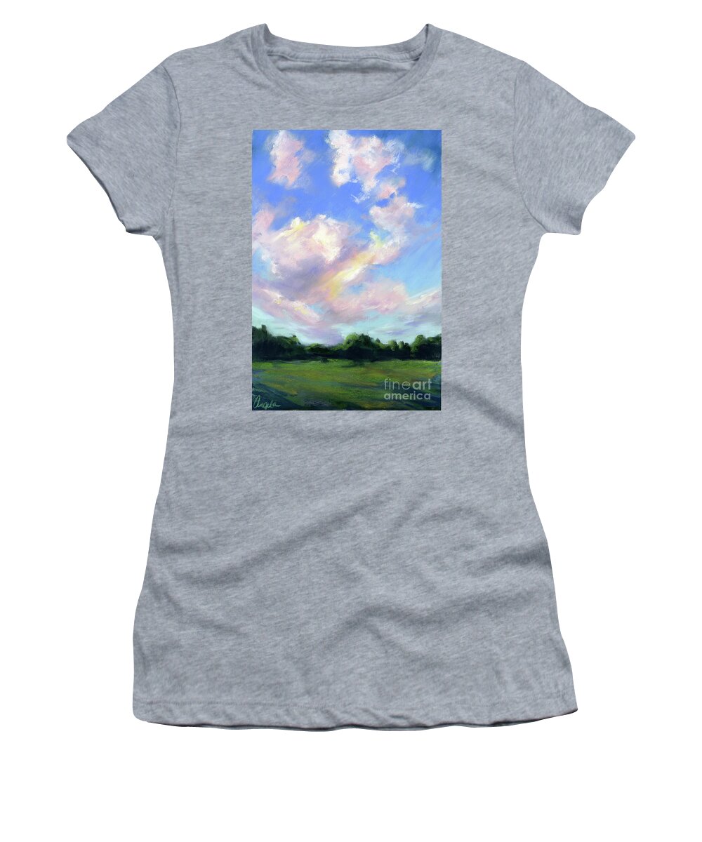 Landscape Women's T-Shirt featuring the painting Rich Sunset by Angela Armano