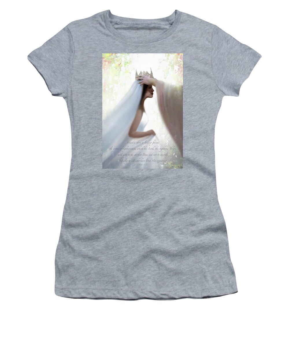 Woman Women's T-Shirt featuring the painting Righteous Crown with Scripture by Kume Bryant