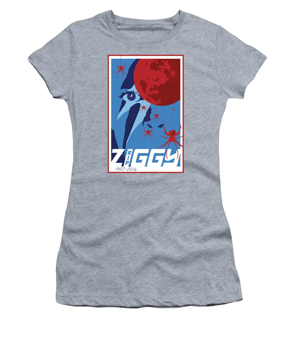Bowie Women's T-Shirt featuring the digital art RIP Ziggy by Steve Follman