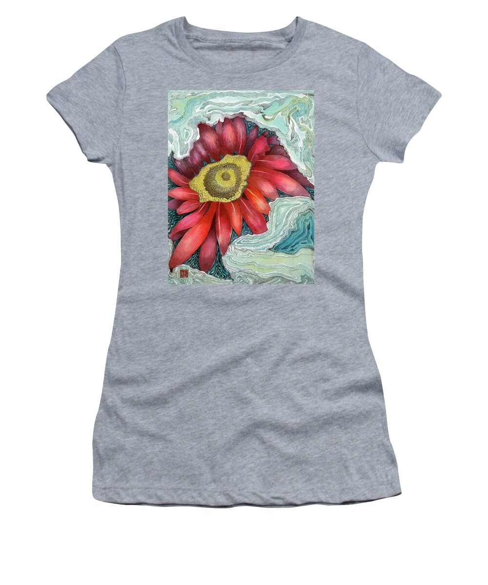 Ripple Women's T-Shirt featuring the painting Ripple Dance by Vina Yang