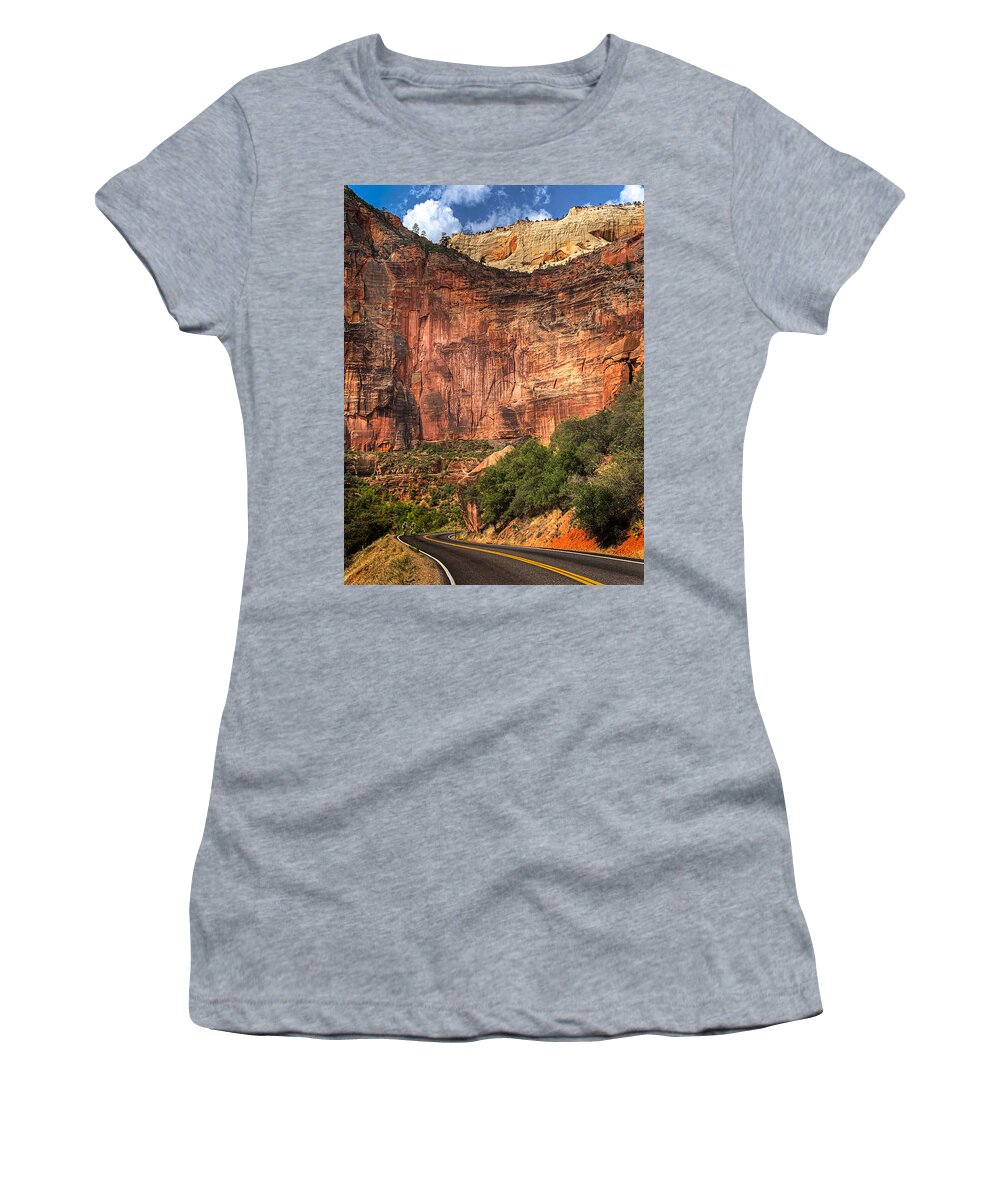 Photograph Women's T-Shirt featuring the photograph Road Into Zion, Utah by John A Rodriguez