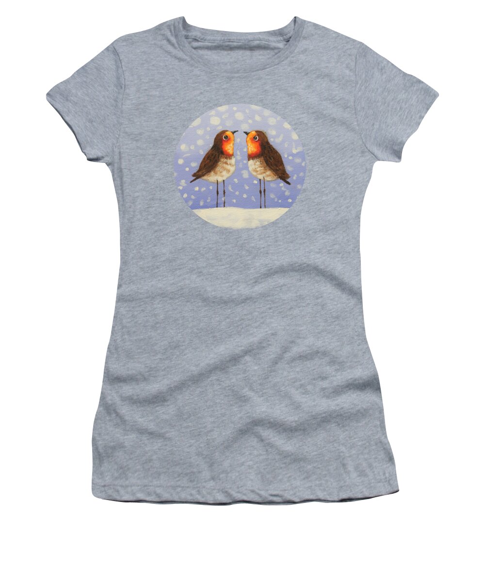 Robin Women's T-Shirt featuring the painting Robin Pair by Lucia Stewart