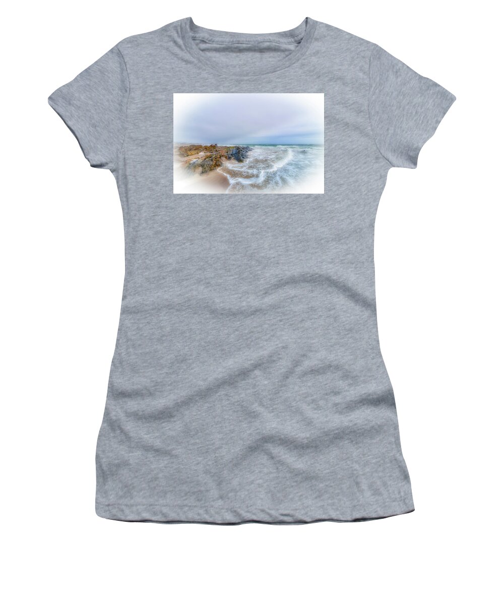 Wells Women's T-Shirt featuring the photograph Rocky Beach by Penny Polakoff