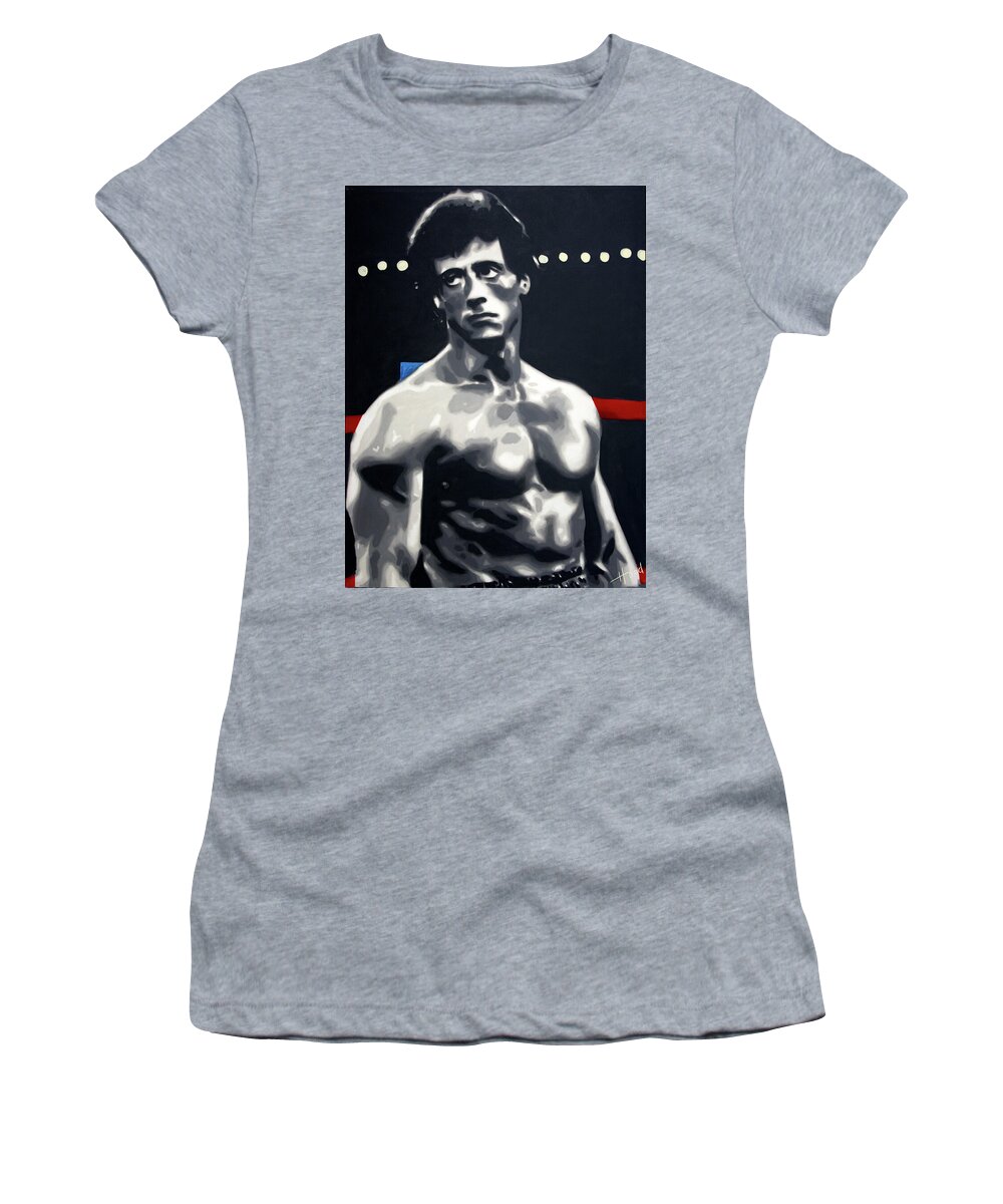 Portrait Women's T-Shirt featuring the painting Rocky by Hood MA Central St Martins London