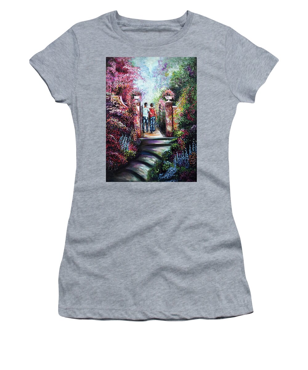 Landscapes Women's T-Shirt featuring the painting Romantic Landscape by Harsh Malik