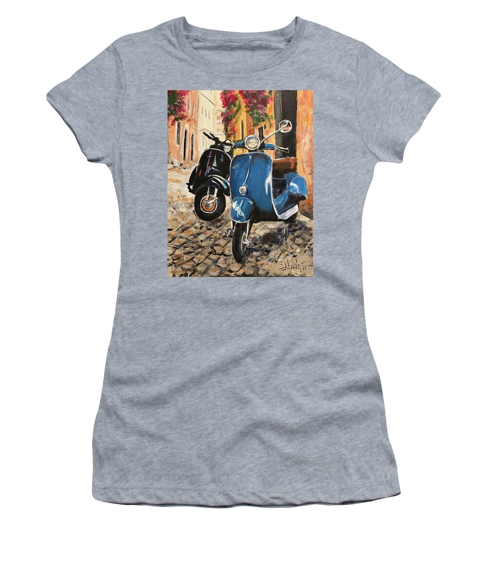 Motor Scooter Women's T-Shirt featuring the painting Rome by Alan Lakin