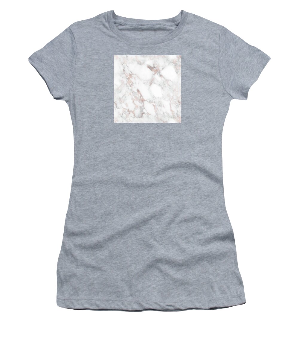 Marble Women's T-Shirt featuring the painting Rose Gold Marble Blush Pink Metallic Foil by Modern Art