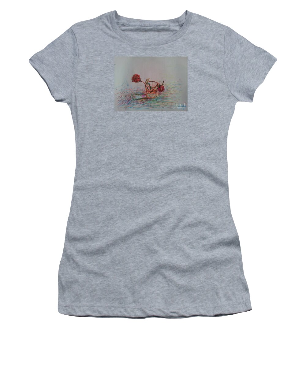 Rose Women's T-Shirt featuring the painting Rose to End by Sukalya Chearanantana