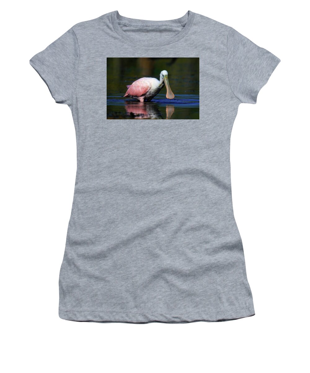 Roseate Spoonbill Women's T-Shirt featuring the photograph Roseate Spoonbill by Shixing Wen