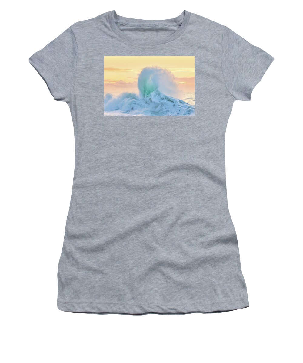 Breathtaking Coastal Scene Print Women's T-Shirt featuring the photograph Rough sea 80 - Stunning seascape by Giovanni Allievi