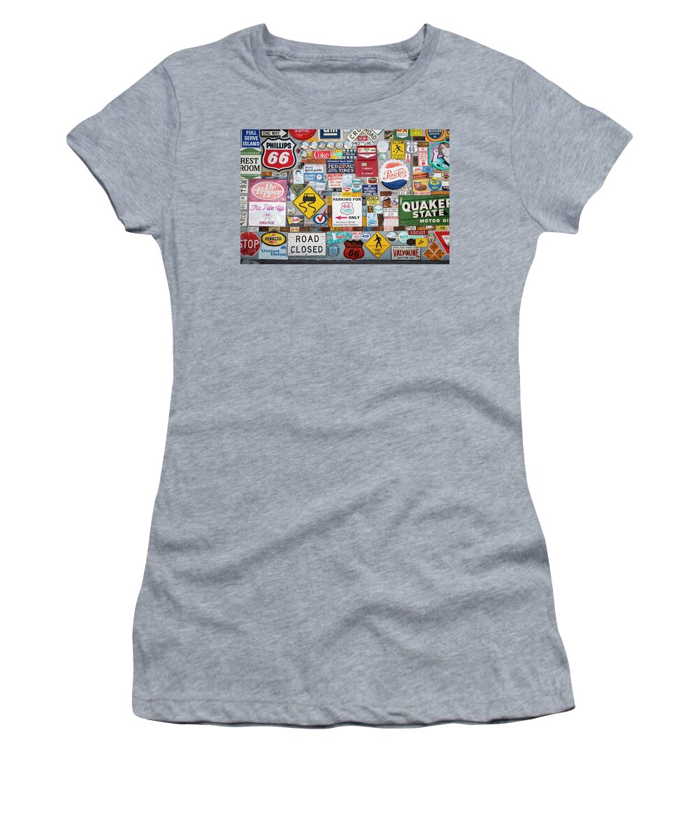 New Mexico Women's T-Shirt featuring the photograph Route 66 Signs by Mary Lee Dereske