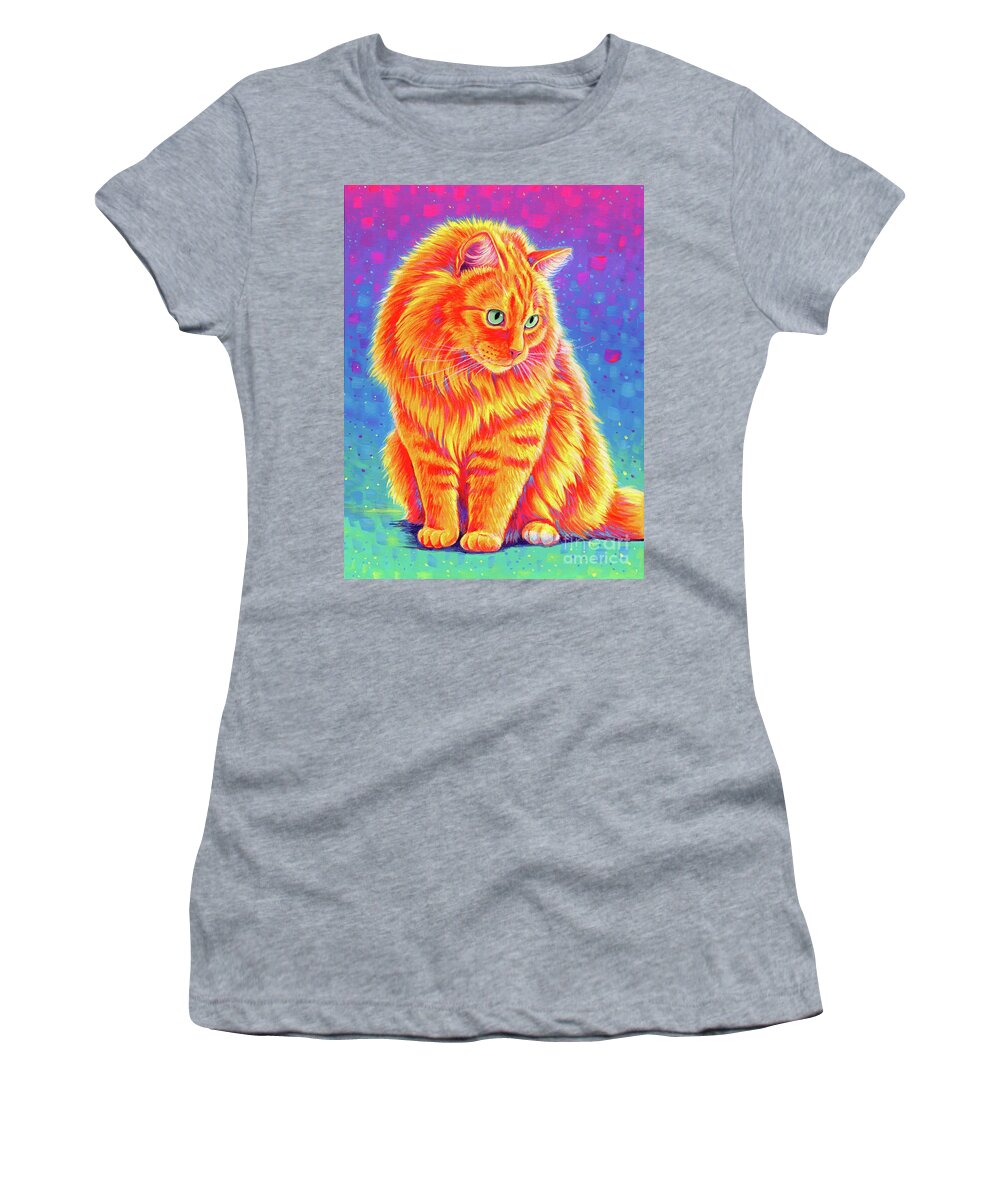 Cat Women's T-Shirt featuring the painting Rover the Orange Tabby Cat by Rebecca Wang