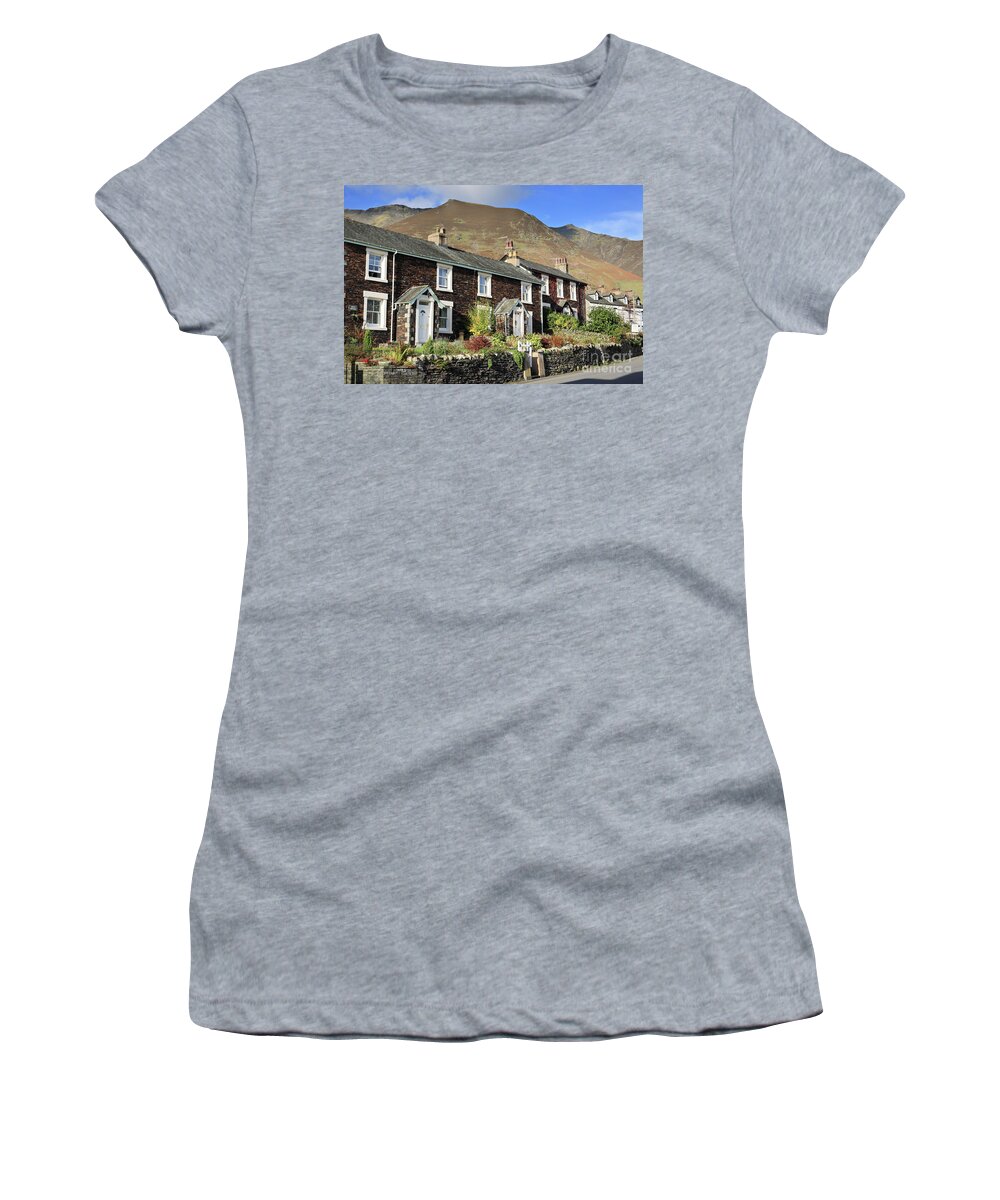 Lakeland Women's T-Shirt featuring the photograph Row of cottages in Thelkeld by Bryan Attewell