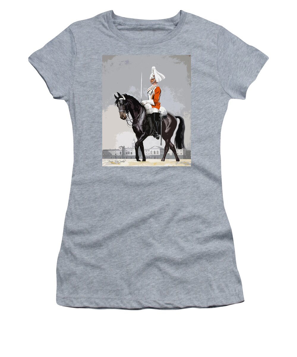 Horse Guards Women's T-Shirt featuring the mixed media Royal Life Guard by Pennie McCracken