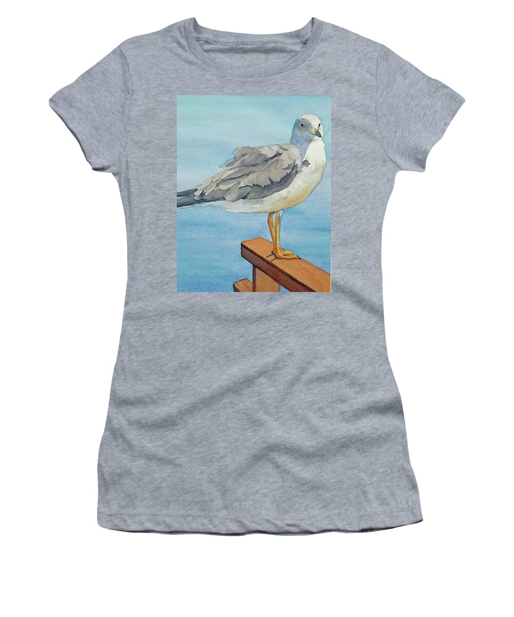 Seagull Women's T-Shirt featuring the painting Ruffled Feathers by Judy Mercer