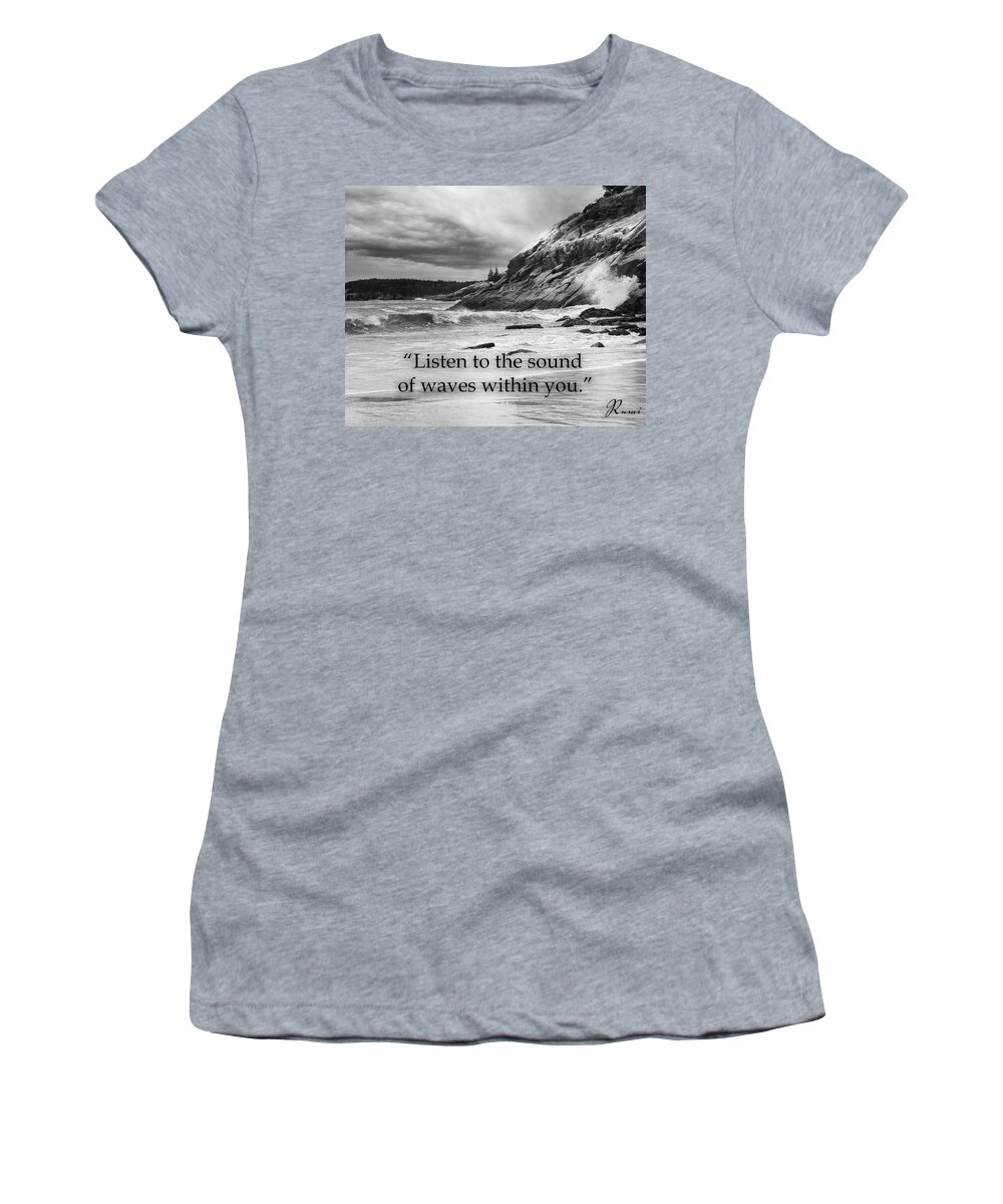 Rumi Wave Quote Women's T-Shirt featuring the mixed media Rumi Waves Quote by Dan Sproul