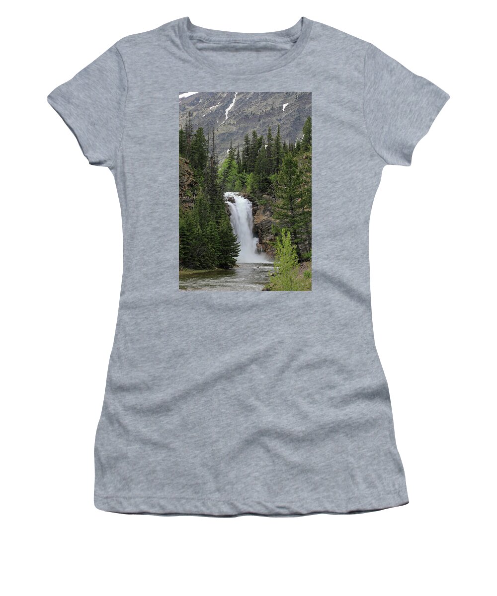 Running Eagle Falls Women's T-Shirt featuring the photograph Running Eagle Falls - Glacier National Park by Richard Krebs