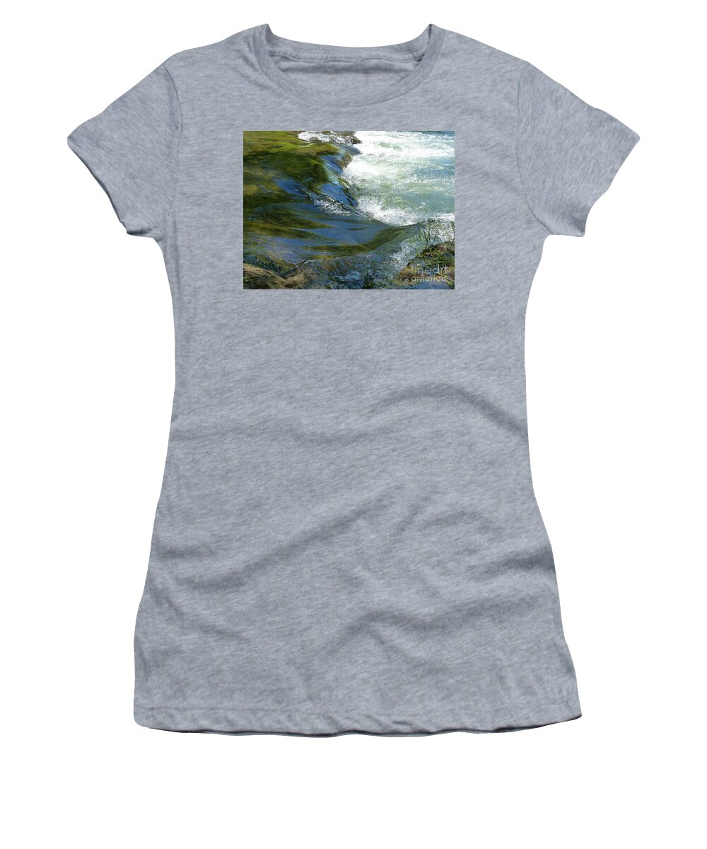 Blue-green Algae Women's T-Shirt featuring the photograph Rushing Waters by Rosanne Licciardi