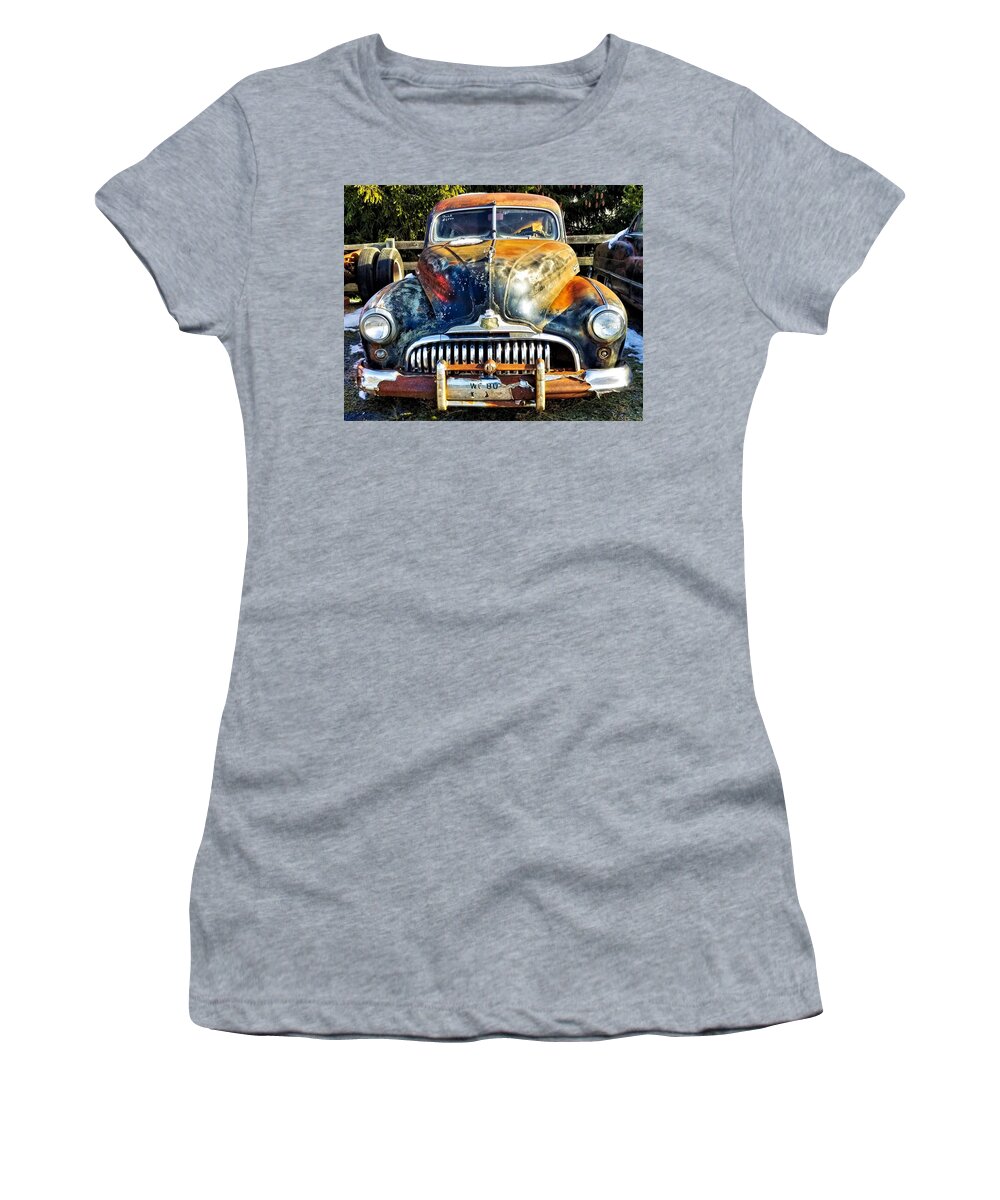 Rust Women's T-Shirt featuring the photograph Rusty 1947 Buick by Jim Harris