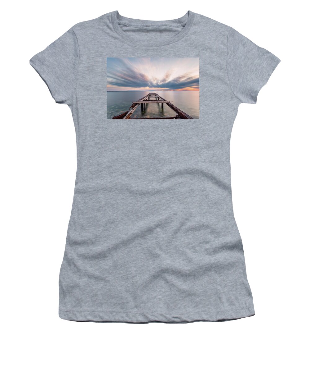 Jetty Women's T-Shirt featuring the photograph Rusty Jetty I by Alexios Ntounas