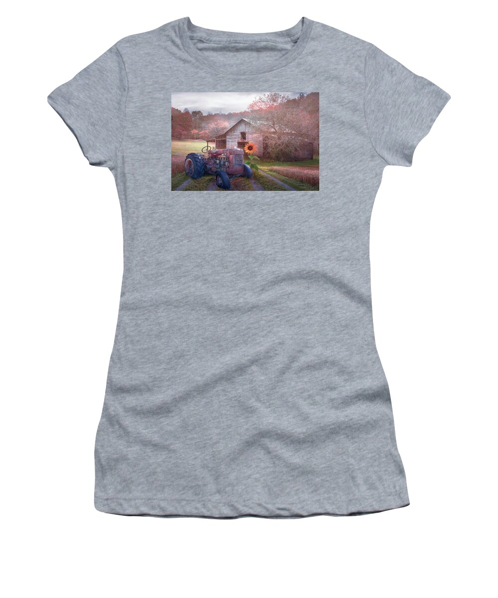 Barns Women's T-Shirt featuring the photograph Rusty Red on the Farm in Country Colors by Debra and Dave Vanderlaan