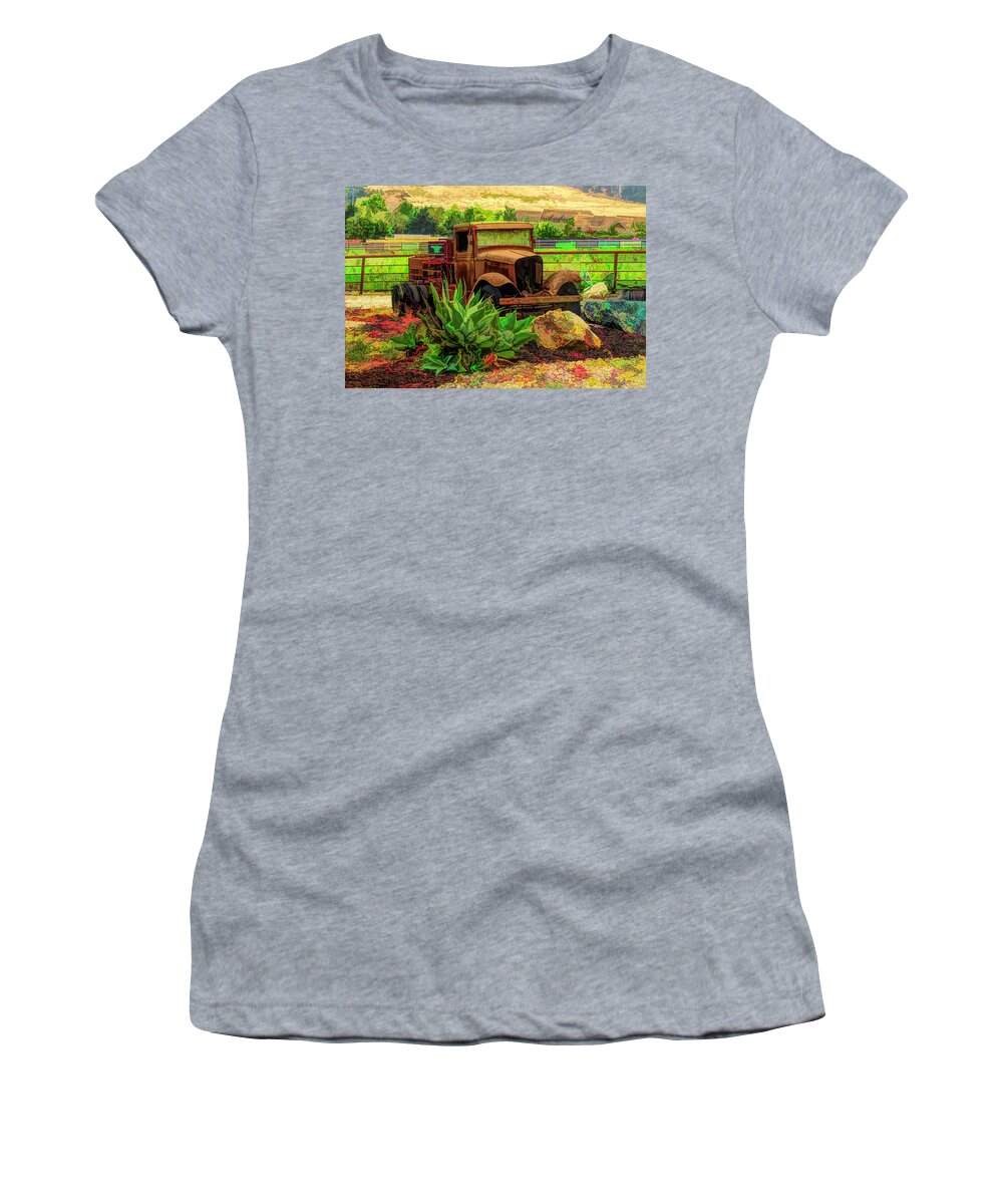 Truck Women's T-Shirt featuring the photograph Rusty Truck On The Rocks by Floyd Snyder